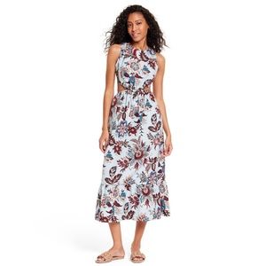 RHODE x Target Leafy Floral Print Cutout Maxi Dress Teal/Burgundy